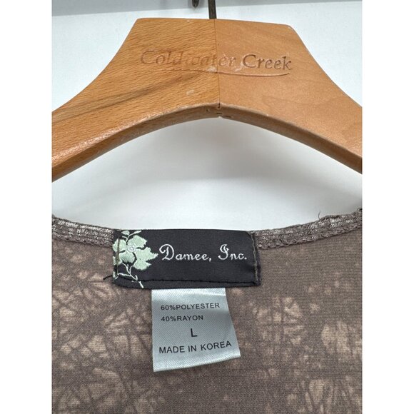 Damee Inc Womens beige Textured Ruched mesh knit Tunic Top size large - Picture 2 of 3